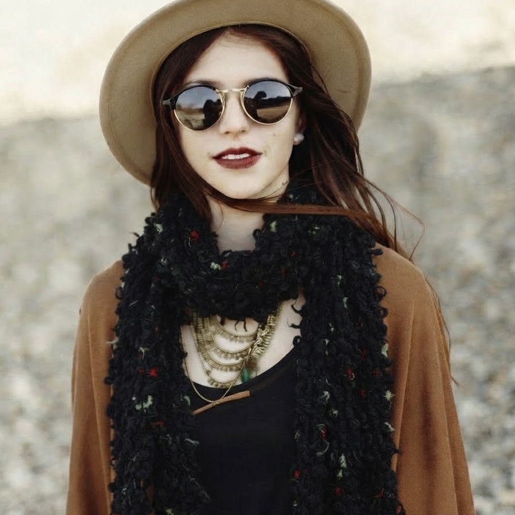 Kimono Silk Knitting Scarf - Black