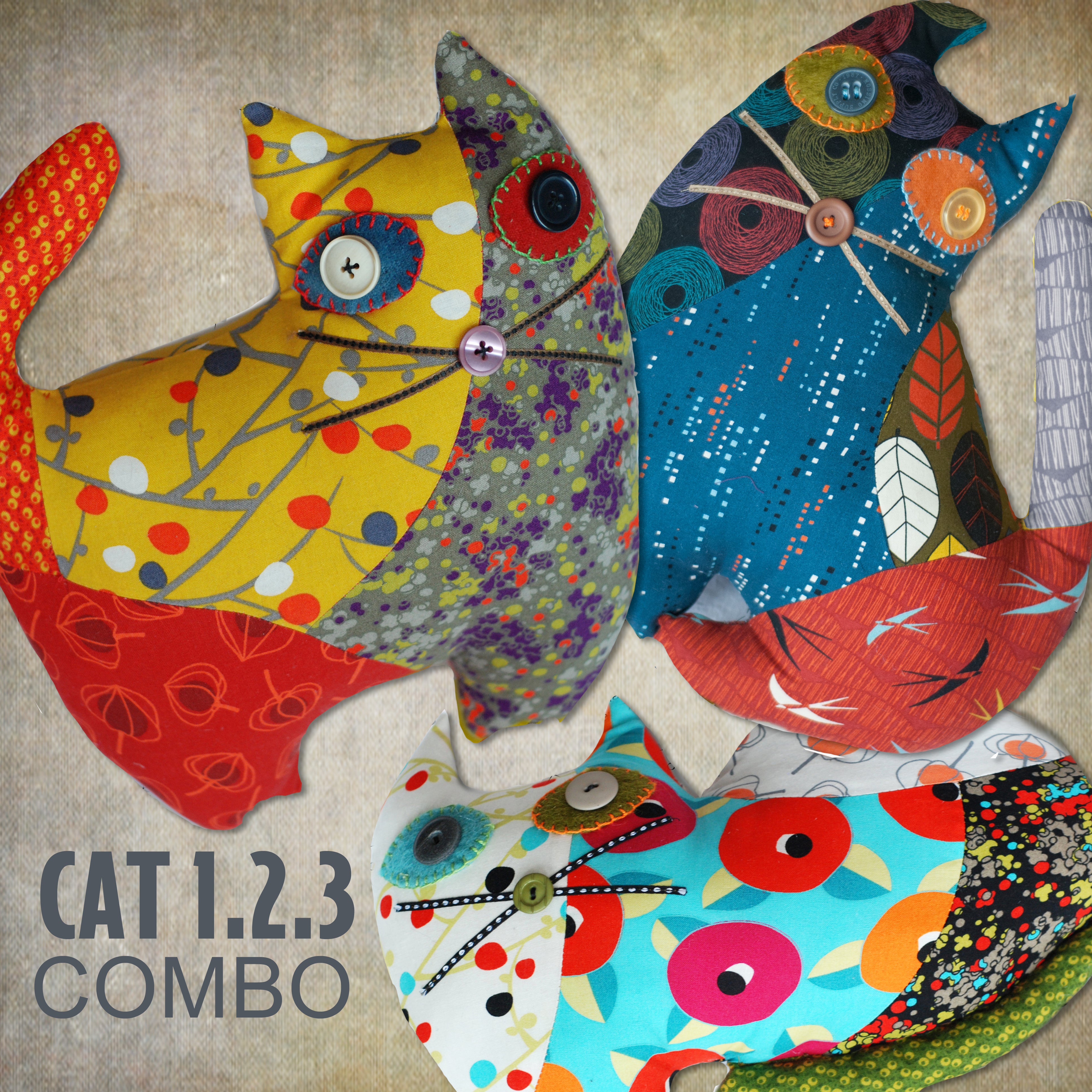 DIY - Patchwork Cat 1.2.3 Combo Sewing Pattern PDF File – fab-a-la-carte