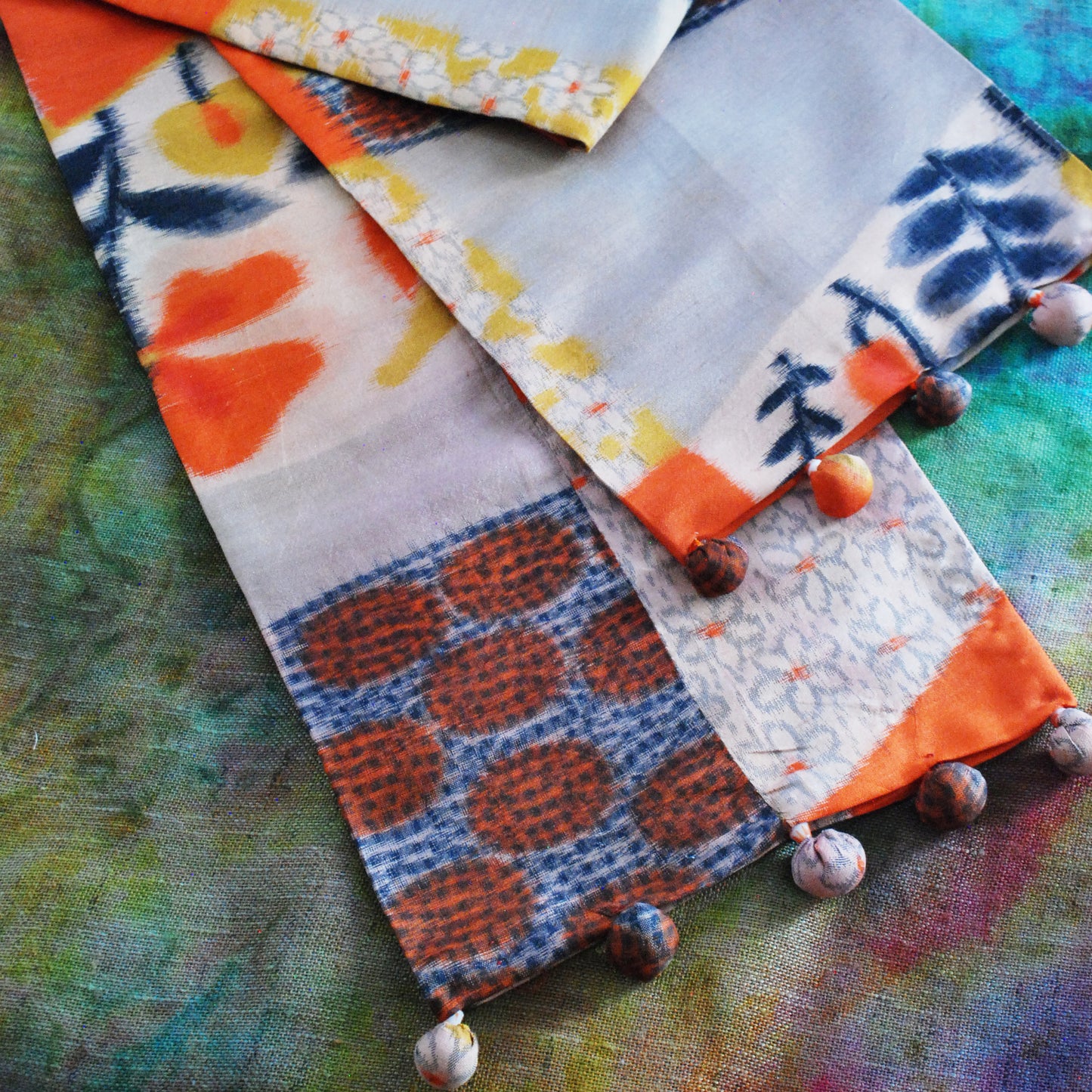 Kimono Silk Scarf - Patchwork print