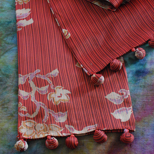 Kimono Silk Scarf - Flowers in Orange