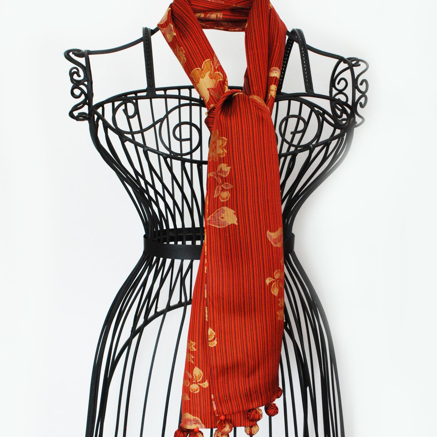 Kimono Silk Scarf - Flowers in Orange