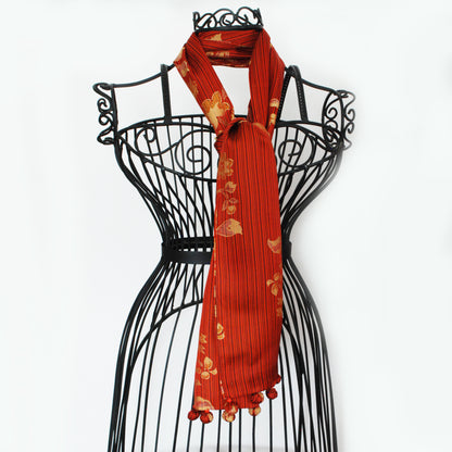 Kimono Silk Scarf - Flowers in Orange