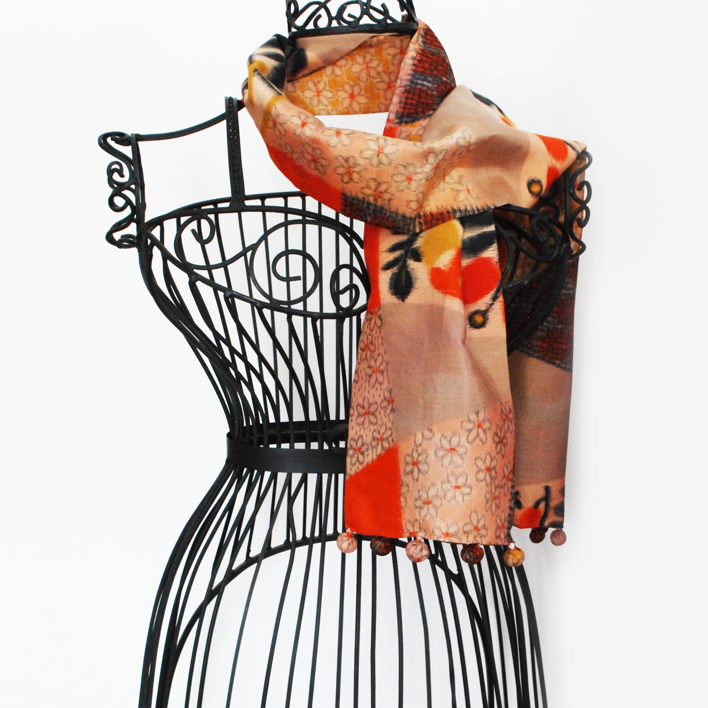 Kimono Silk Scarf - Patchwork Print