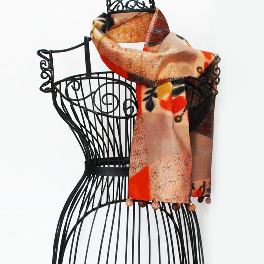 Kimono Silk Scarf - Patchwork Print