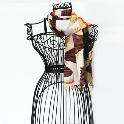 Kimono Silk Scarf - Tsuru print
