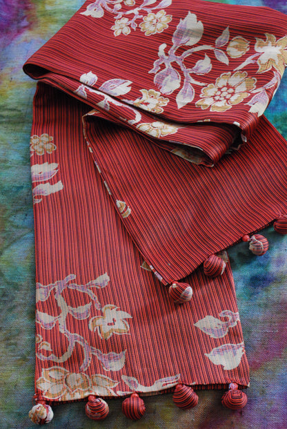 Kimono Silk Scarf - Flowers in Orange