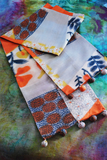 Kimono Silk Scarf - Patchwork print