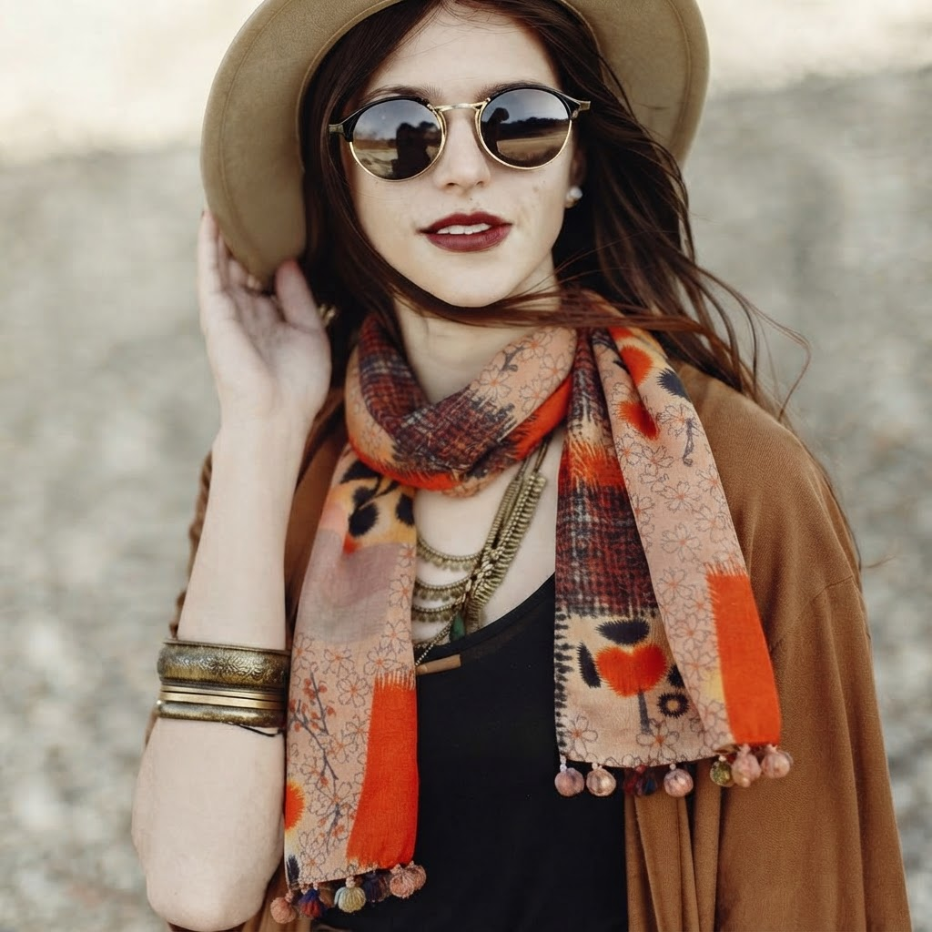 Kimono Silk Scarf - Patchwork Print