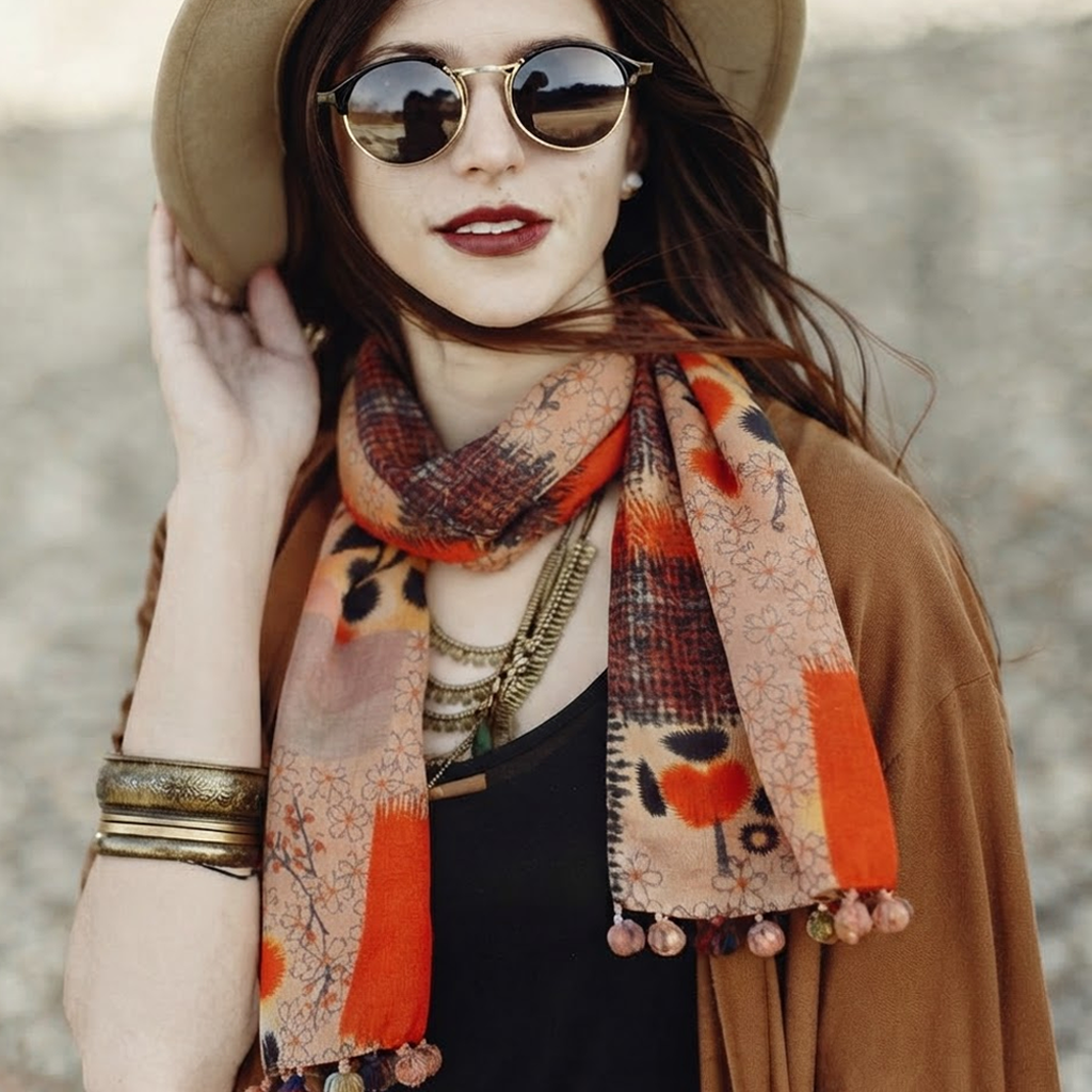 Kimono Silk Scarf - Patchwork Print