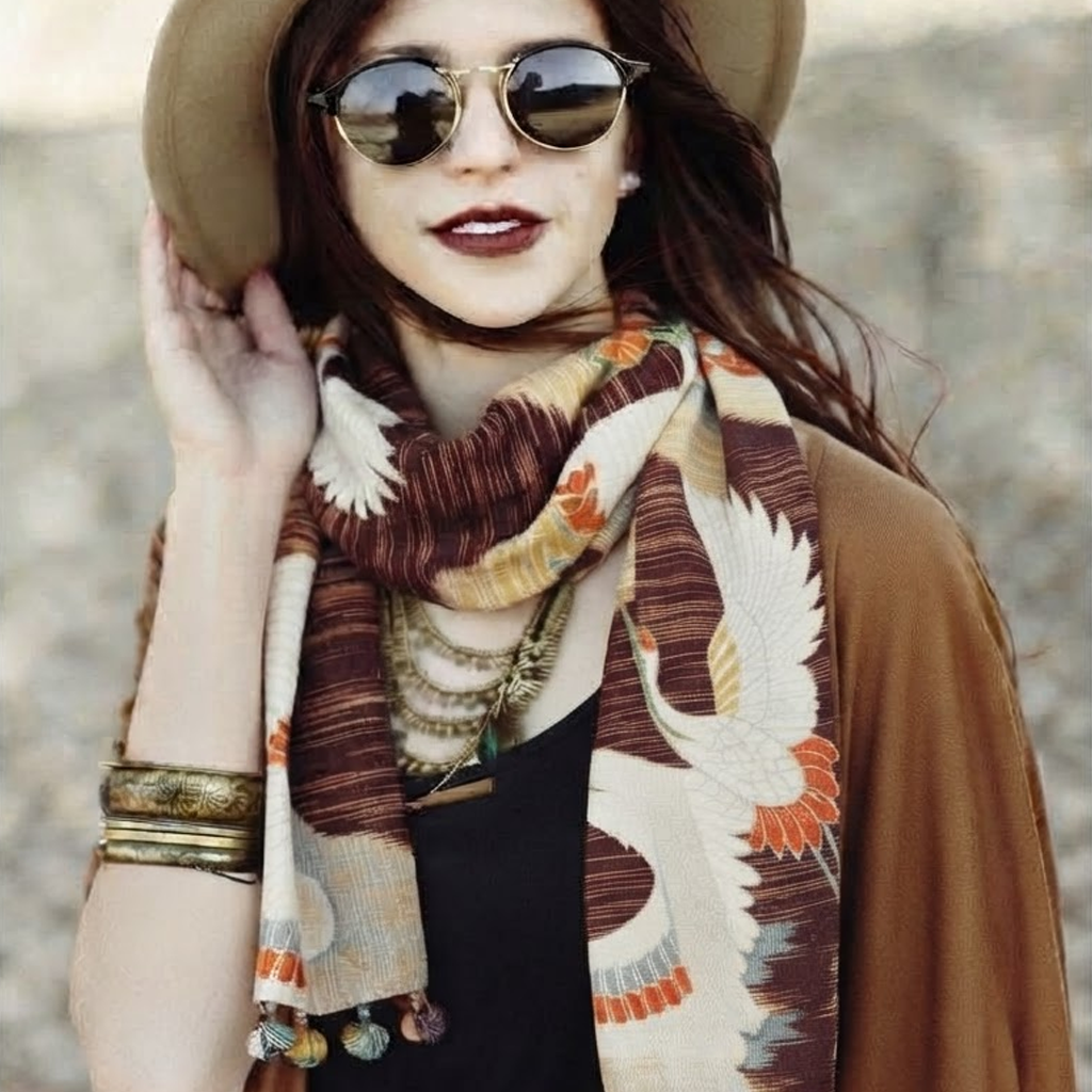Kimono Silk Scarf - Eagle in the Sky