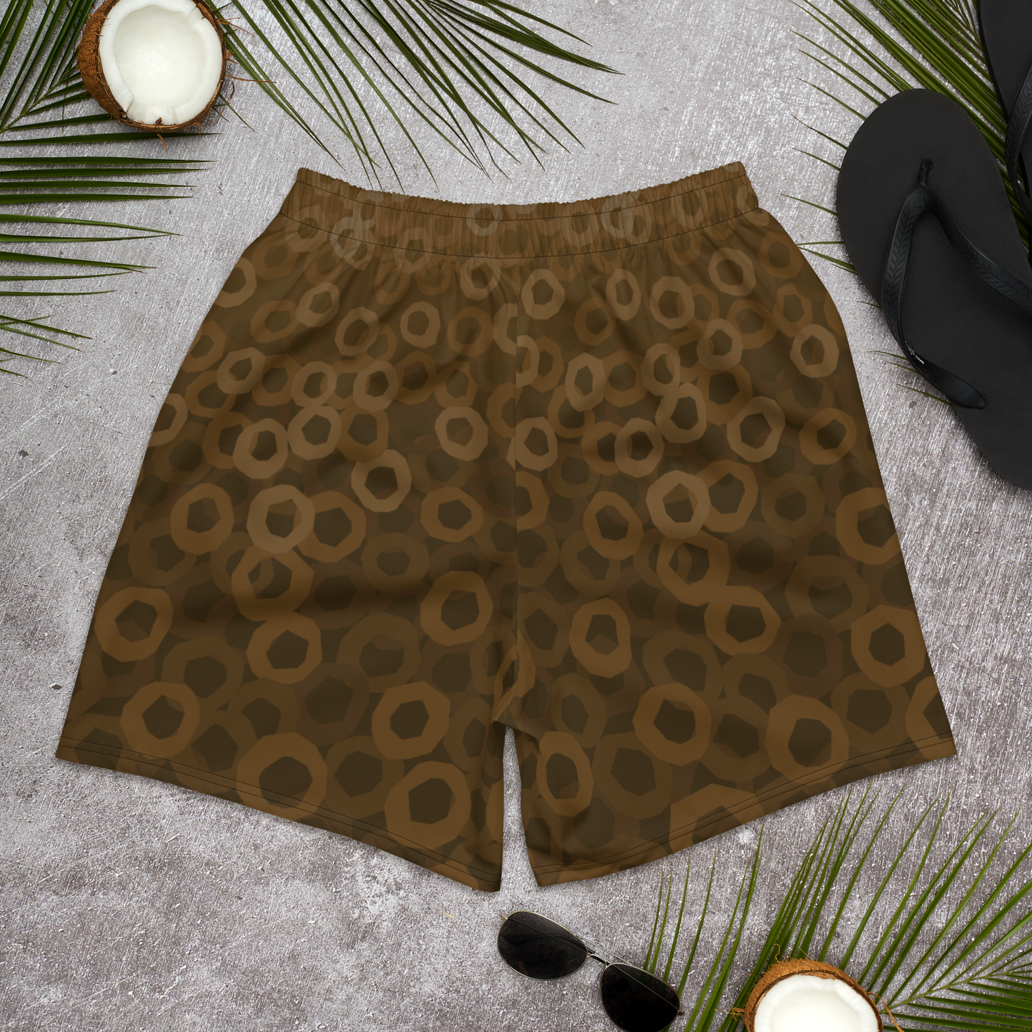 Tic Tac Toe  Brown Recycled Athletic Shorts