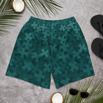 Tic Tac Toe Men's Recycled Athletic Shorts - Jade