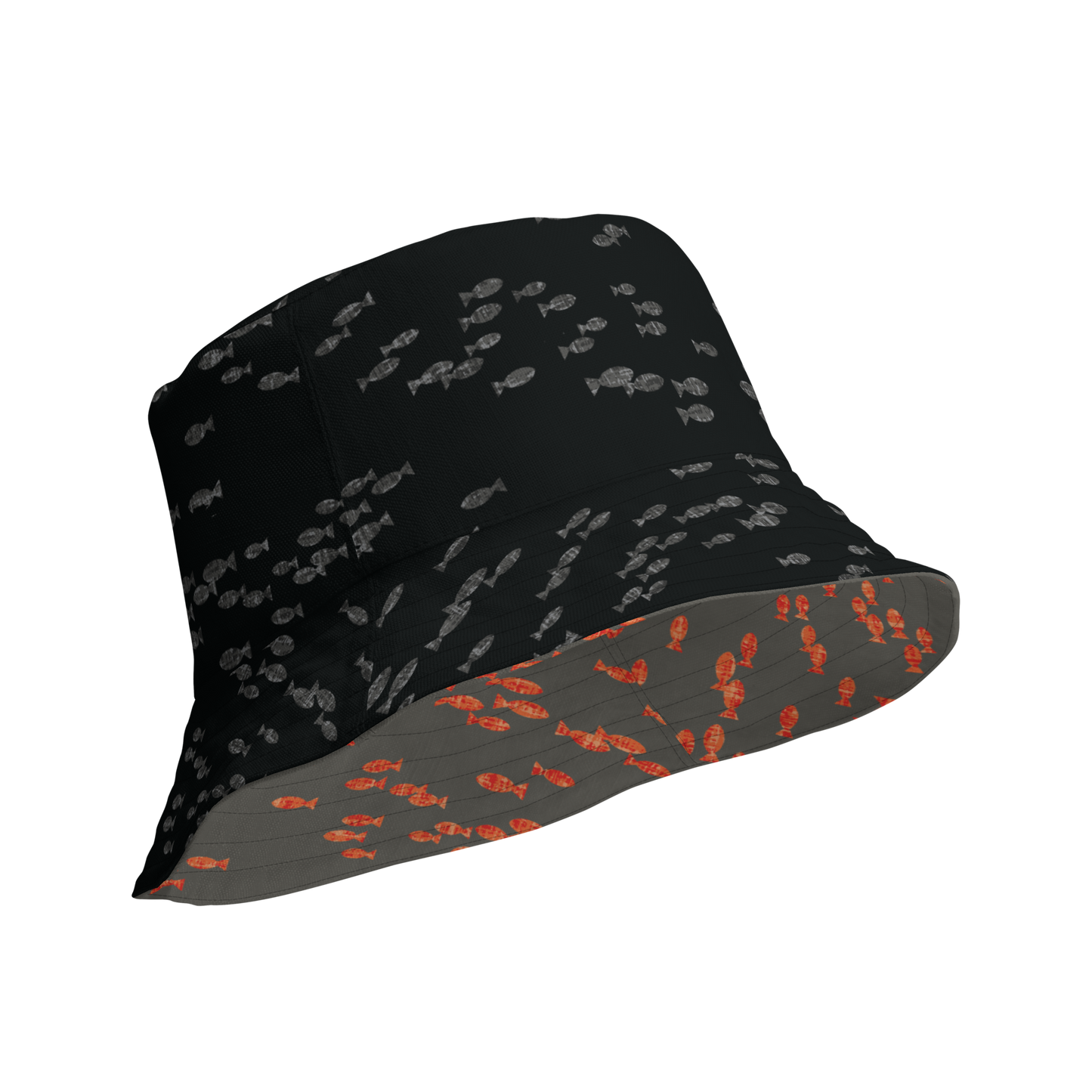 Small Fish Black / Khaki Reversible bucket hat