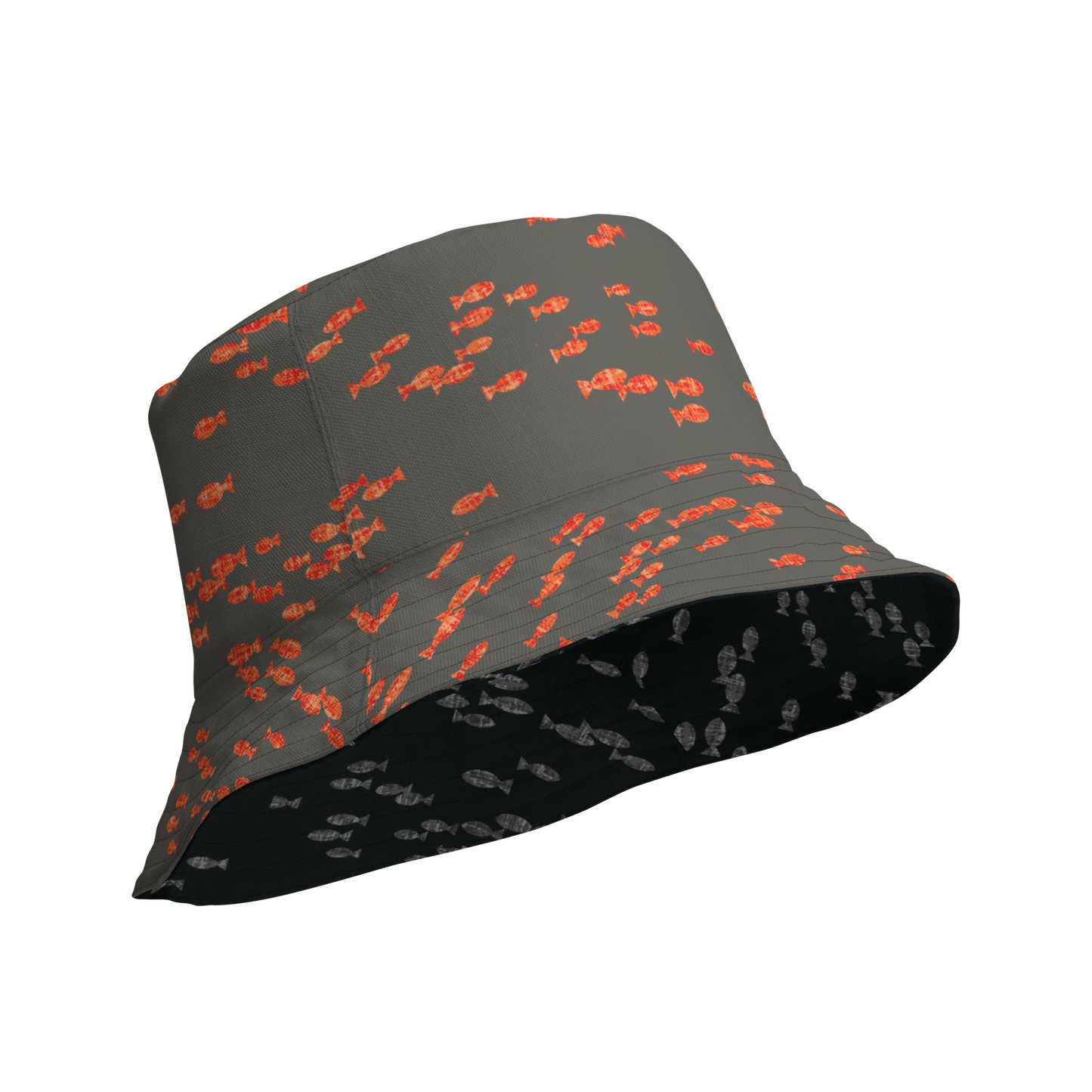 Small Fish Black / Khaki Reversible bucket hat