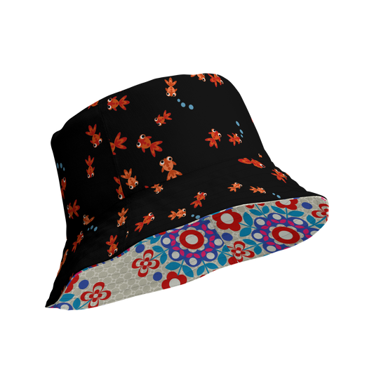 Flower wheel & Goldfish Reversible bucket hat