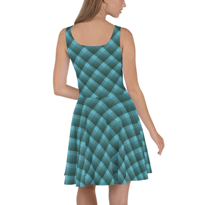 Check Teal Skater Dress