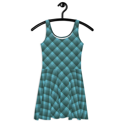 Check Teal Skater Dress