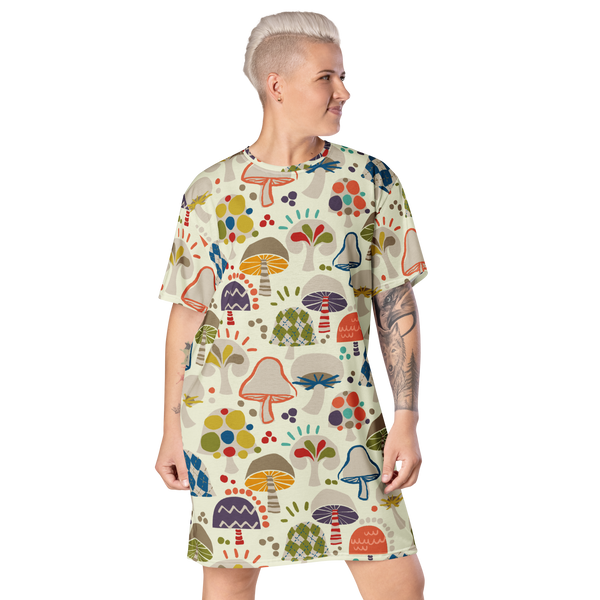 Mushroom T-shirt dress / Cream