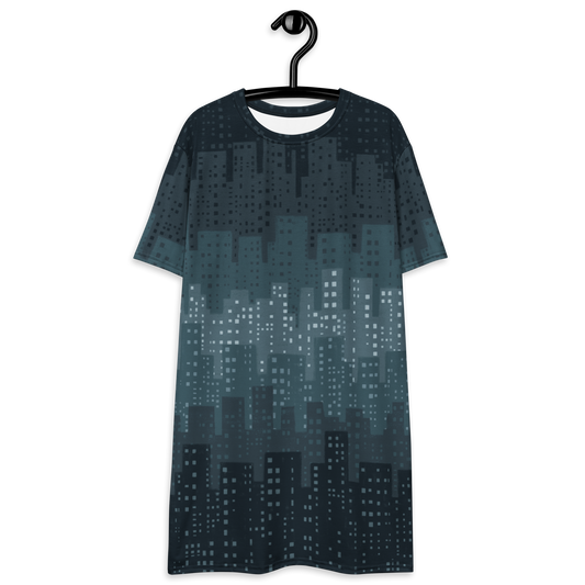Cityscape T-shirt dress - Teal