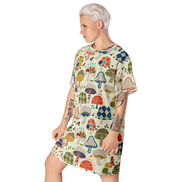 Mushroom T-shirt dress / Cream