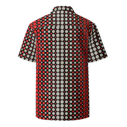 Ombre Dots Red Unisex button shirt