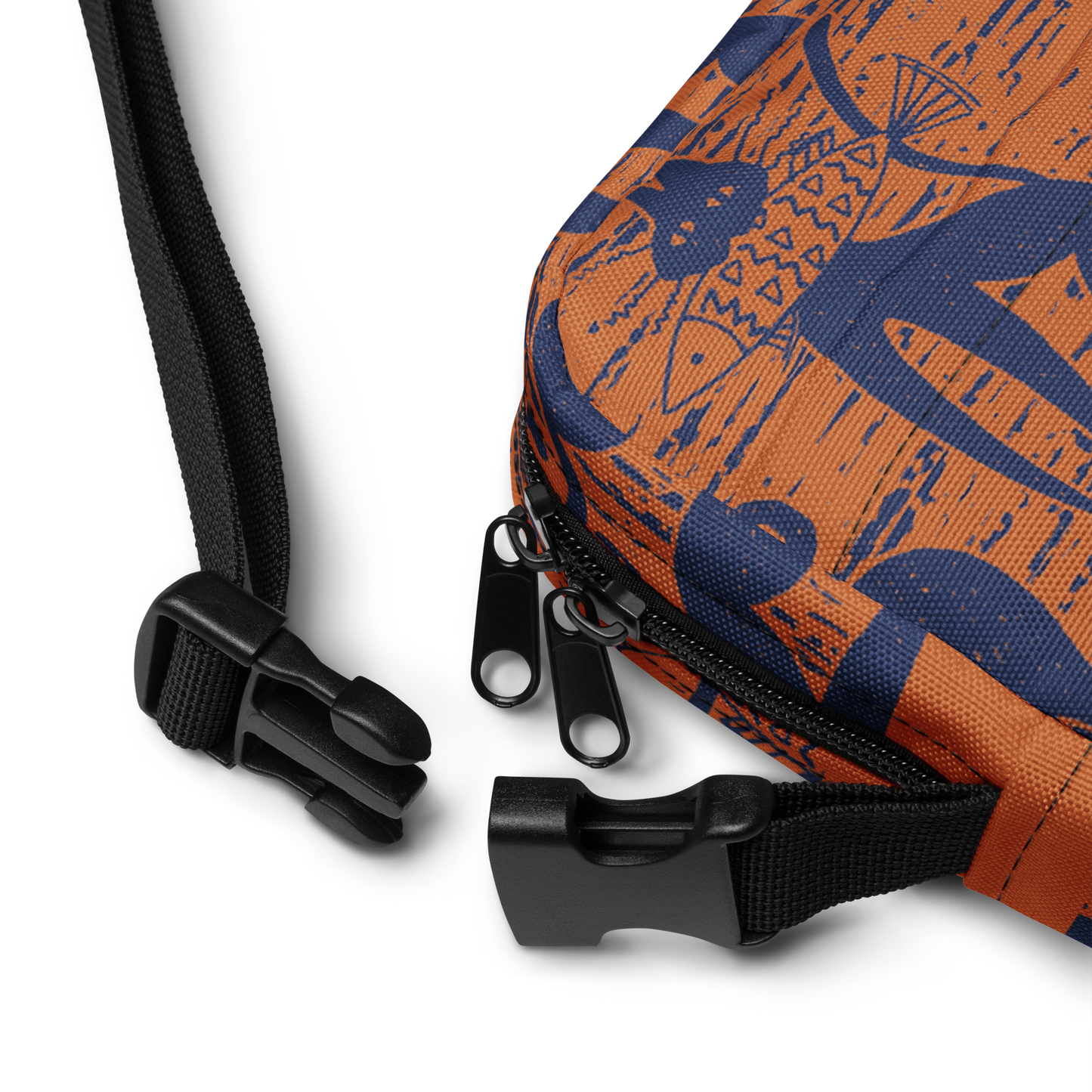 Cat eat Fish Orange Utility crossbody bag