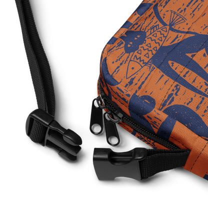 Cat eat Fish Orange Utility crossbody bag