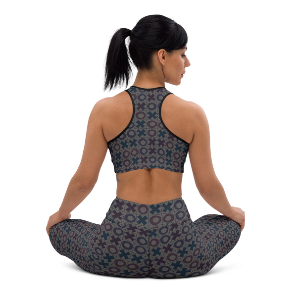 Yoga Leggings / Tic Tac Toe Grid - Dark Gray