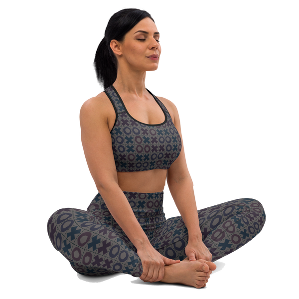 Yoga Leggings / Tic Tac Toe Grid - Dark Gray