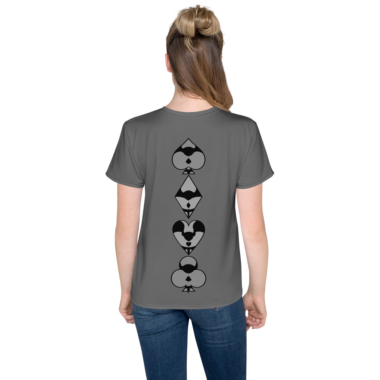 Youth crew neck t-shirt / Play card - Dark Gray