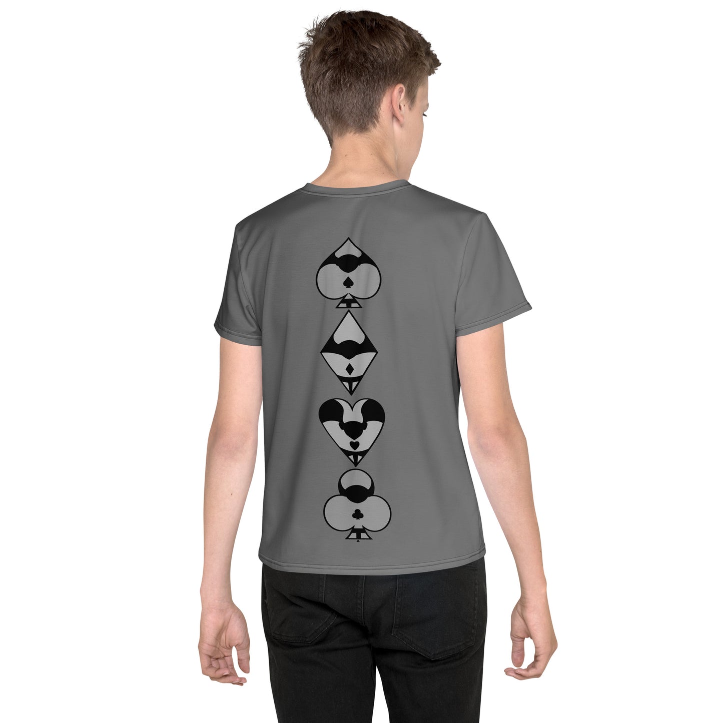 Youth crew neck t-shirt / Play card - Dark Gray