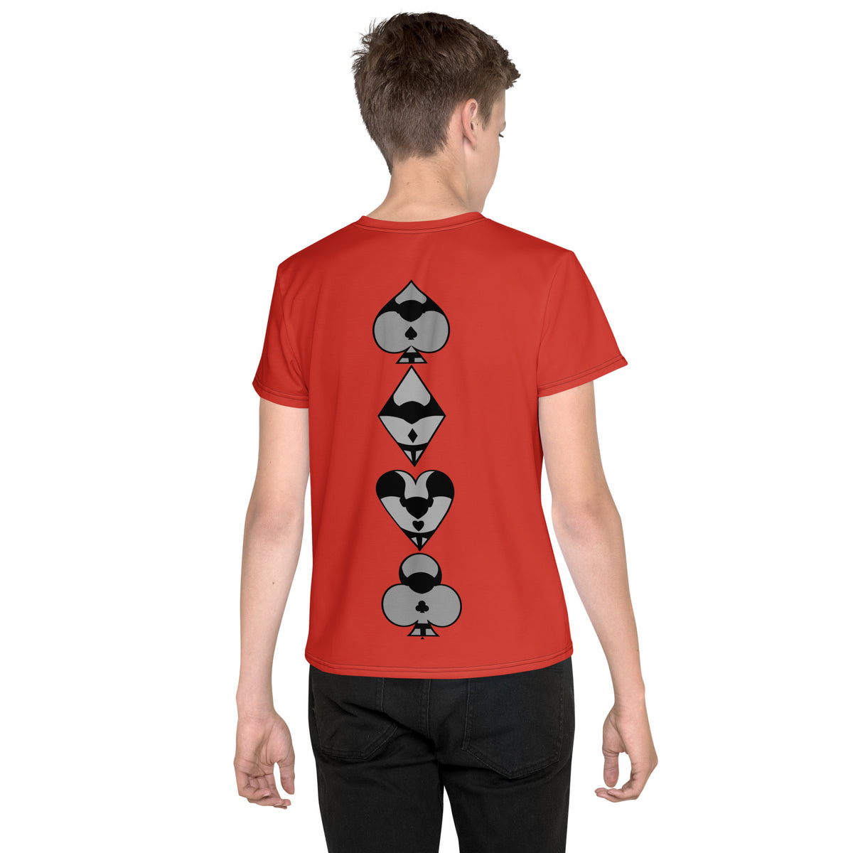Youth crew neck t-shirt / Play card - Red