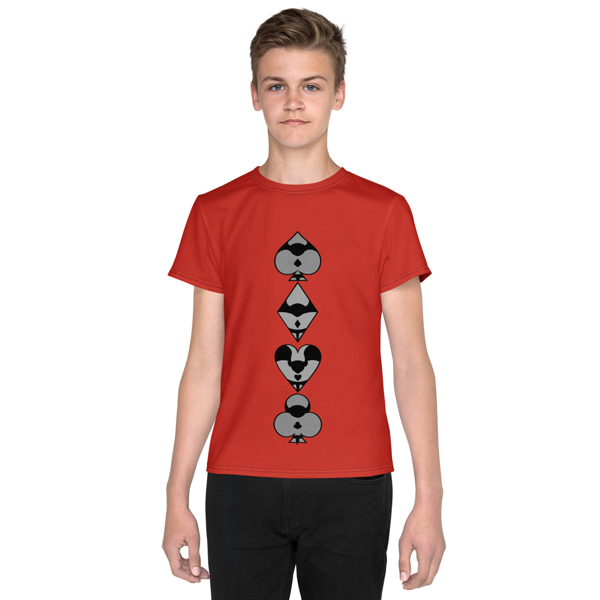 Youth crew neck t-shirt / Play card - Red