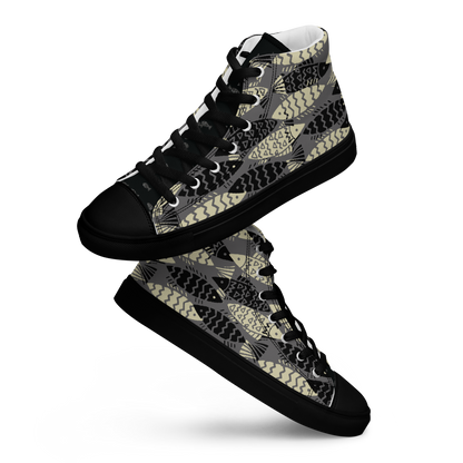 Fishing day men high top canvas shoes