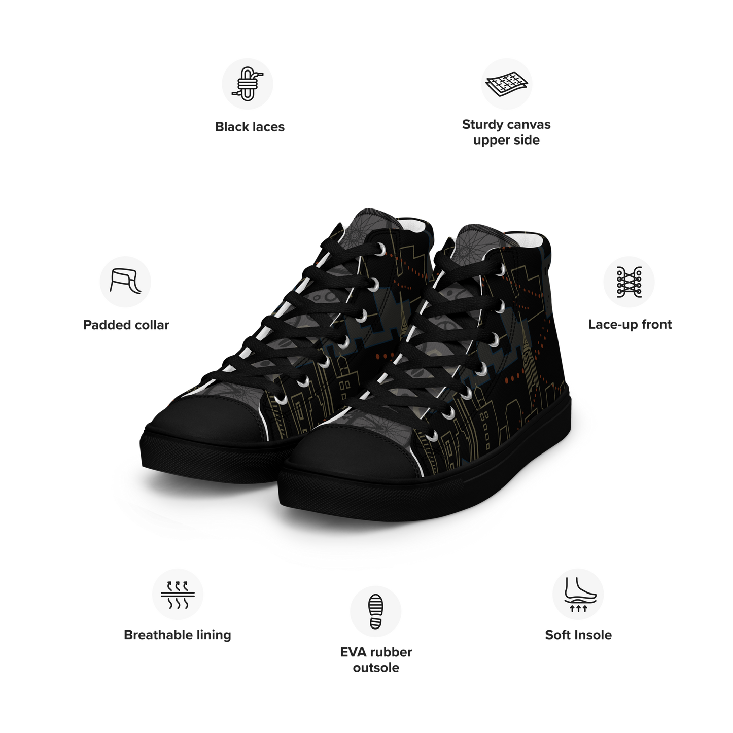 Night City high top canvas shoes