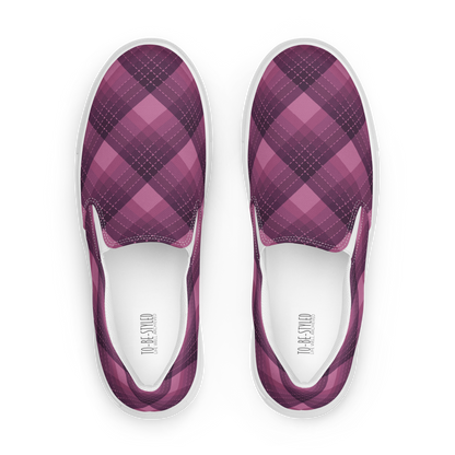 Check Purple slip-on canvas shoes