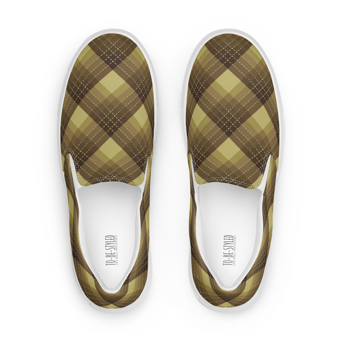 Check Mustard slip-on canvas shoes