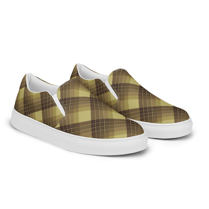 Check Mustard slip-on canvas shoes