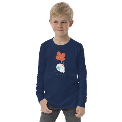 Win the Game!  Youth long sleeve tee / Black & Navy