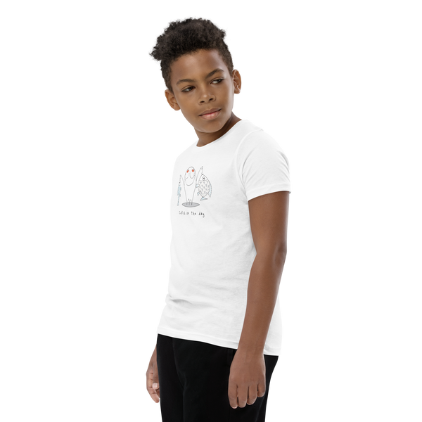 Catch of the day - Youth Short Sleeve T-Shirt Grey & White