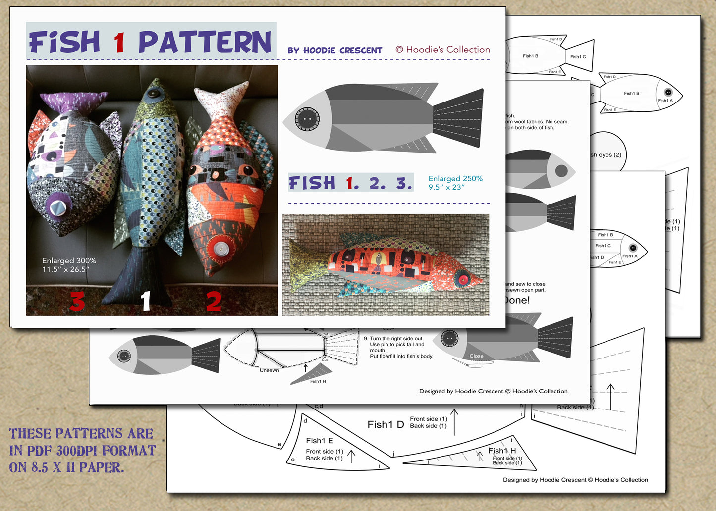 Stuffed Fish 2 - PDF Patchwork Sewing Pattern