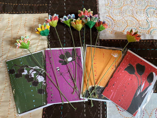 Flower Silhoutte Greeting Card 4 x 5 11/16