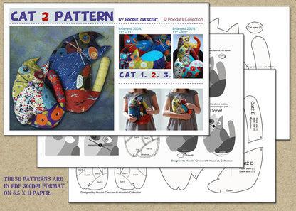 Stuffed Cat 2 - PDF Patchwork Sewing Pattern